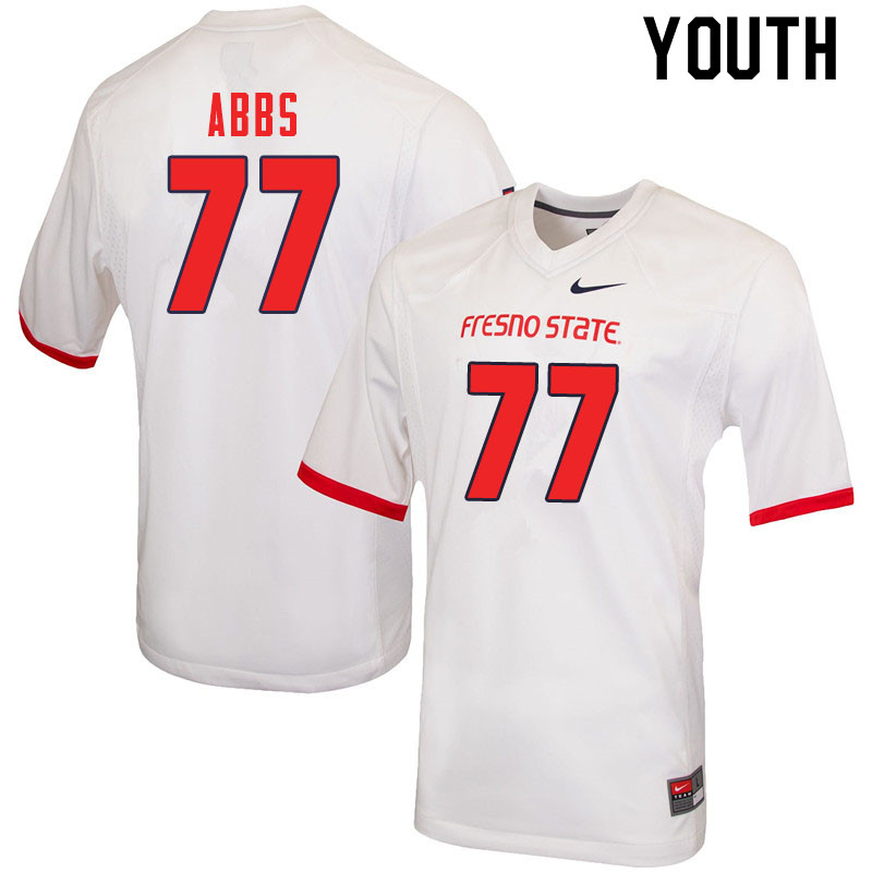 Youth #77 Nick Abbs Fresno State Bulldogs College Football Jerseys Sale-White